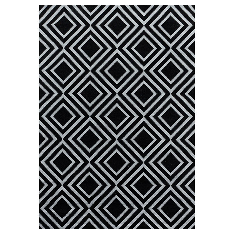 Modern floor rug - Streaky Square Black