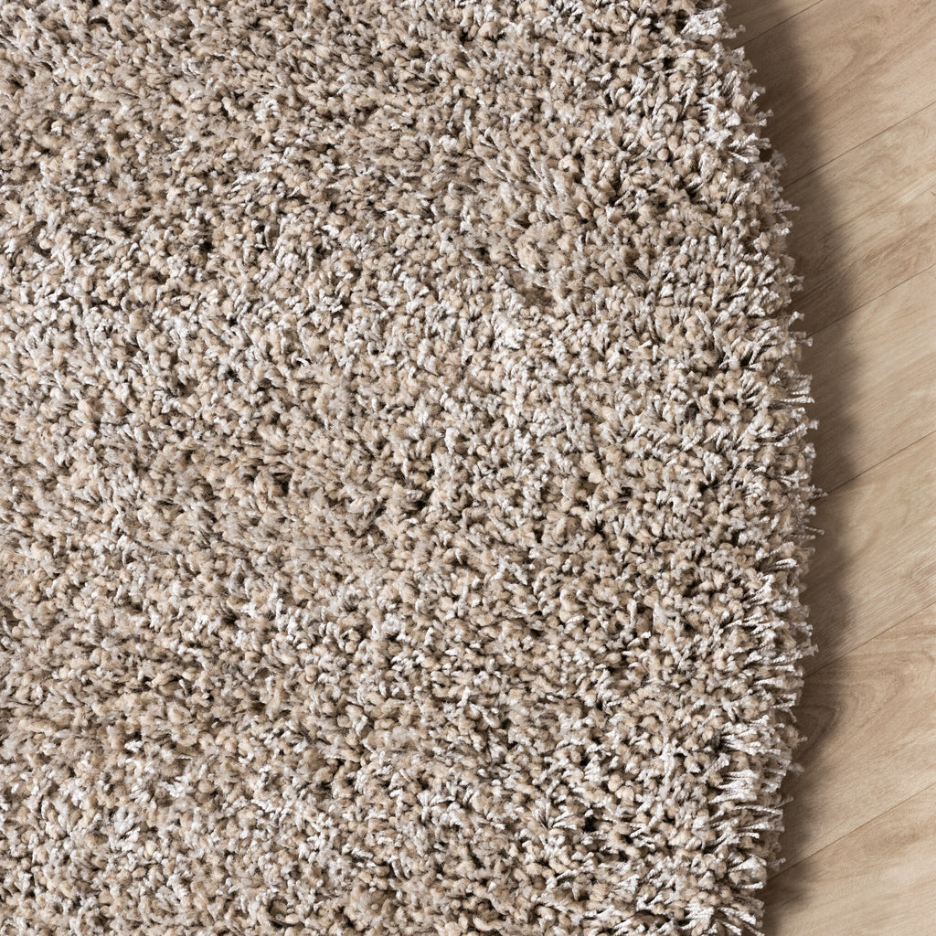 Round shaggy rug - Yves Taupe
