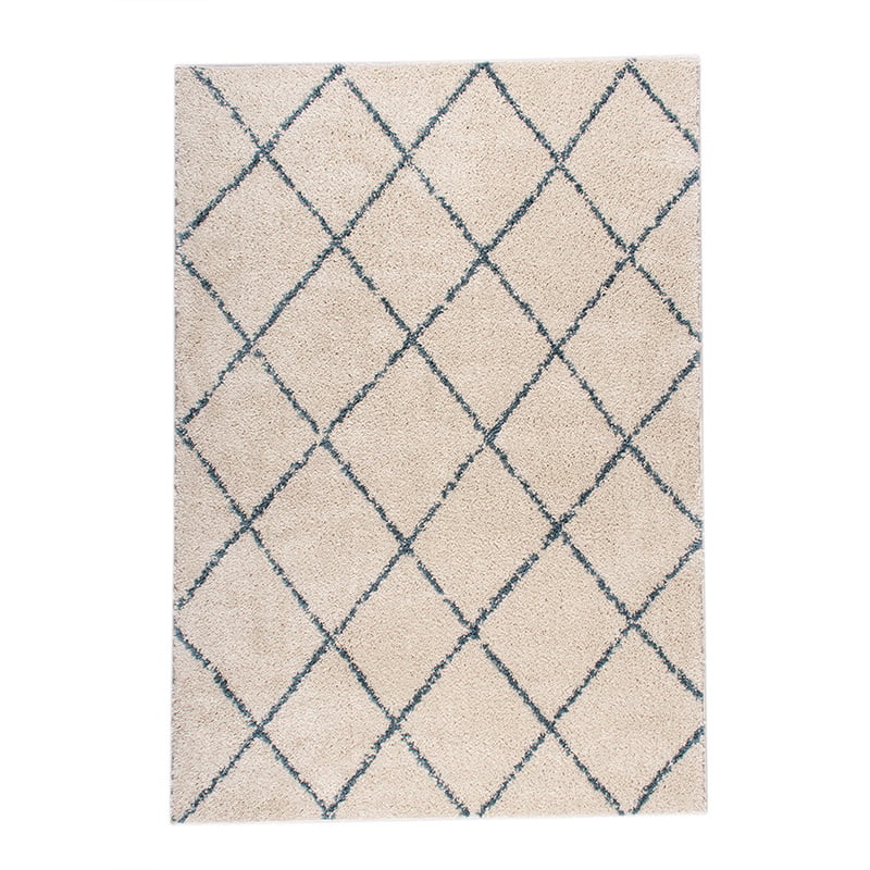 High Pile Rug - Grand Lines Cream/Blue