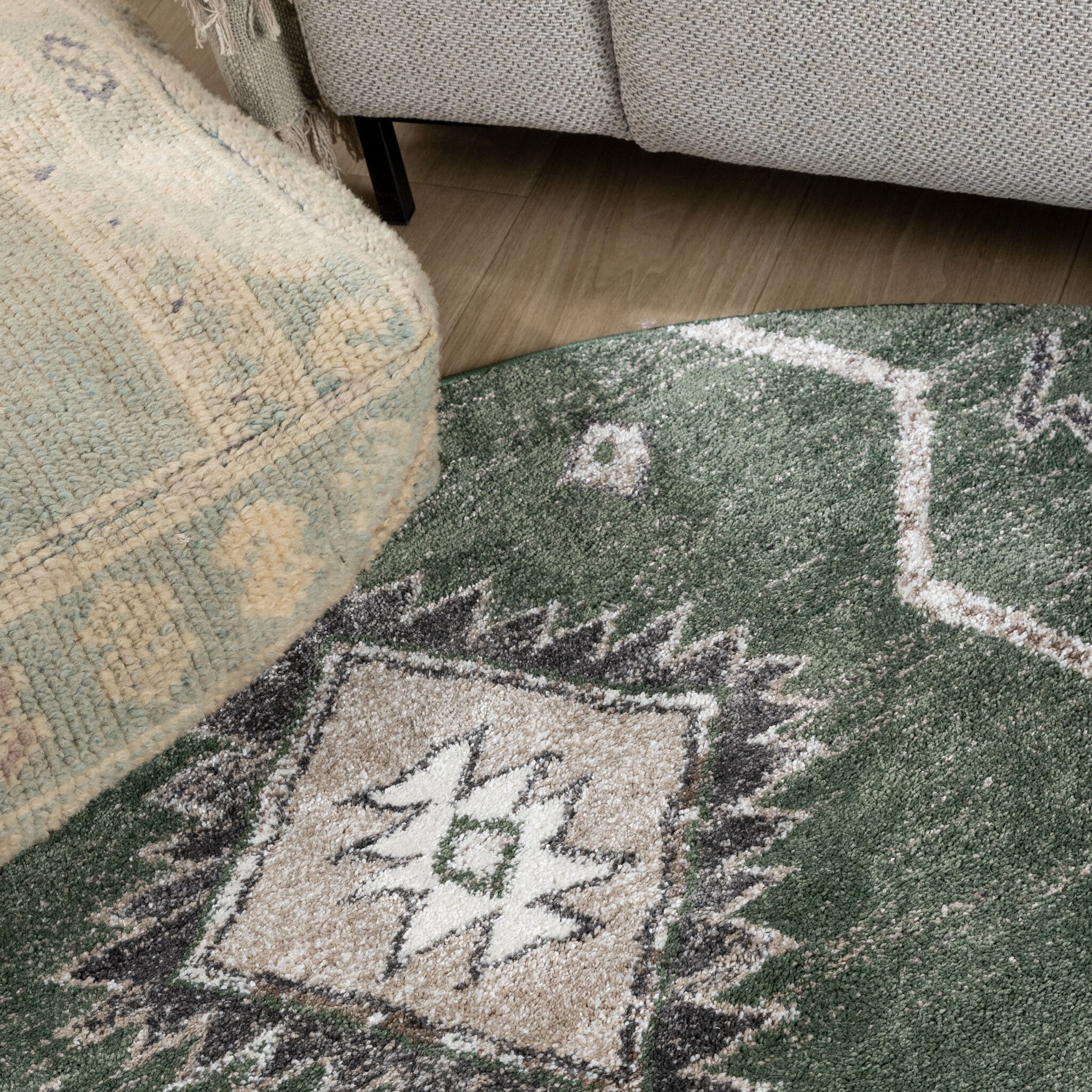 Round berber rug - Blend Aztec Green