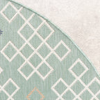 Round Modern Outdoor Rug - Playa Geo Green
