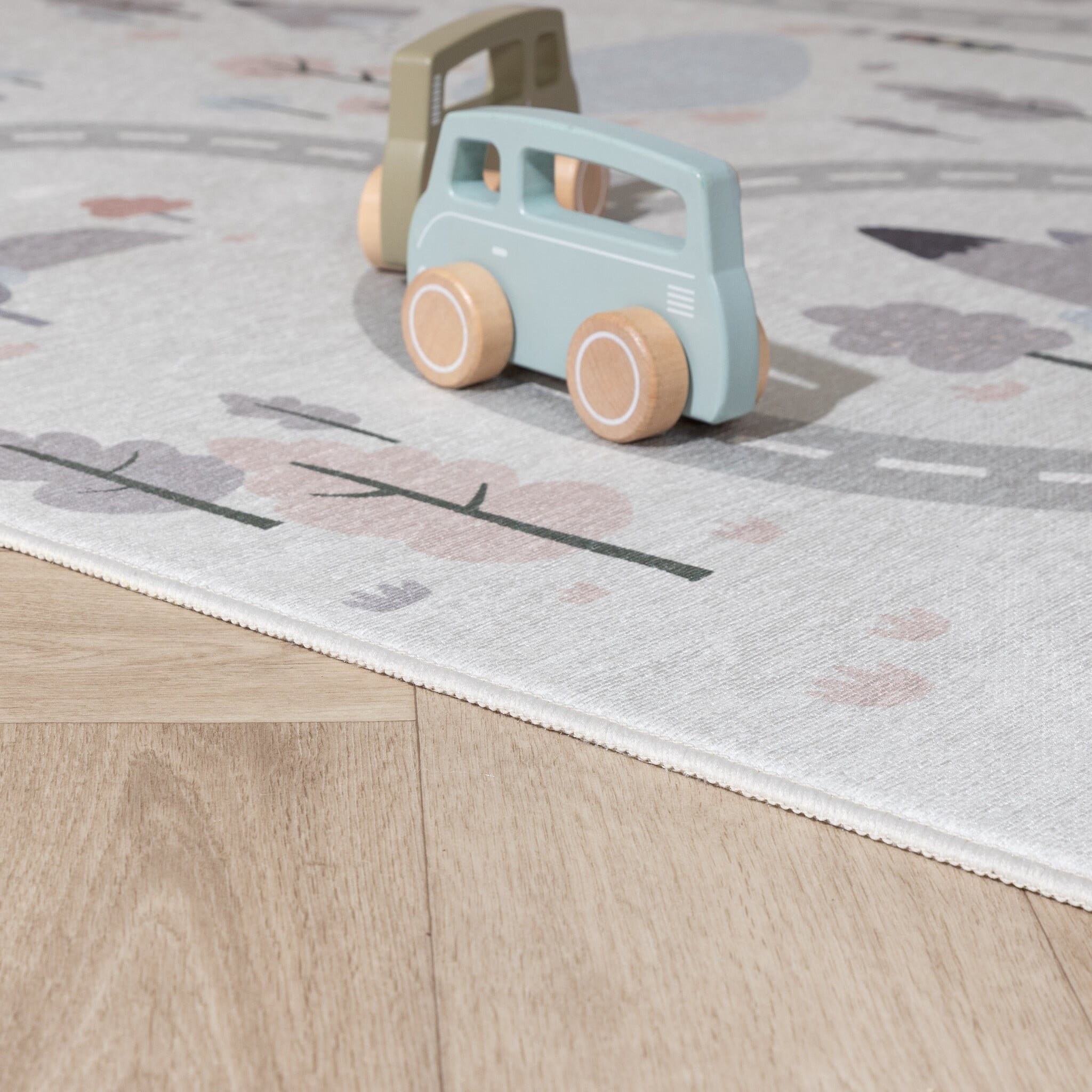 Car Play Rug - Rocky Ride White