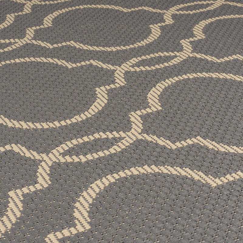 Round Outdoor Rug - Floreno Milan Anthracite/Beige