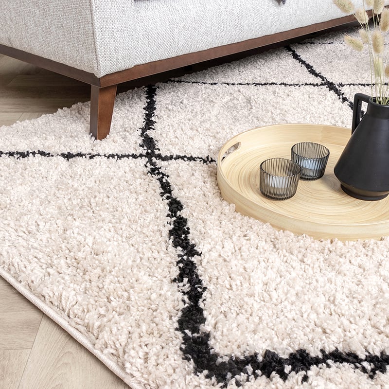 High Pile Rug - Sensa Lines Cream/Black