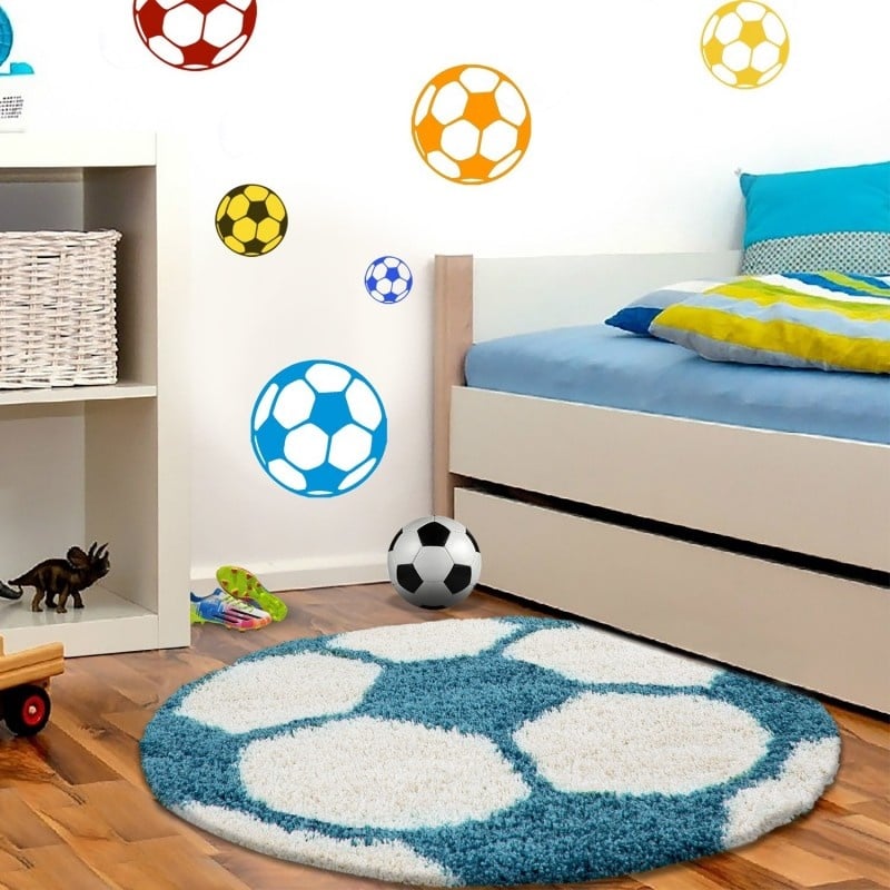 Round high pile floor rug - Fun Turquoise