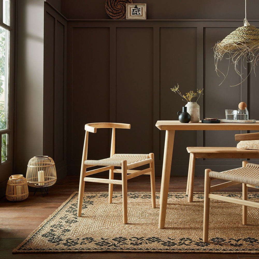 Jute floor rug - Marino Floral Natural