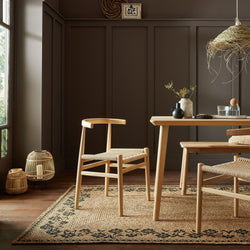 Jute floor rug - Marino Floral Natural