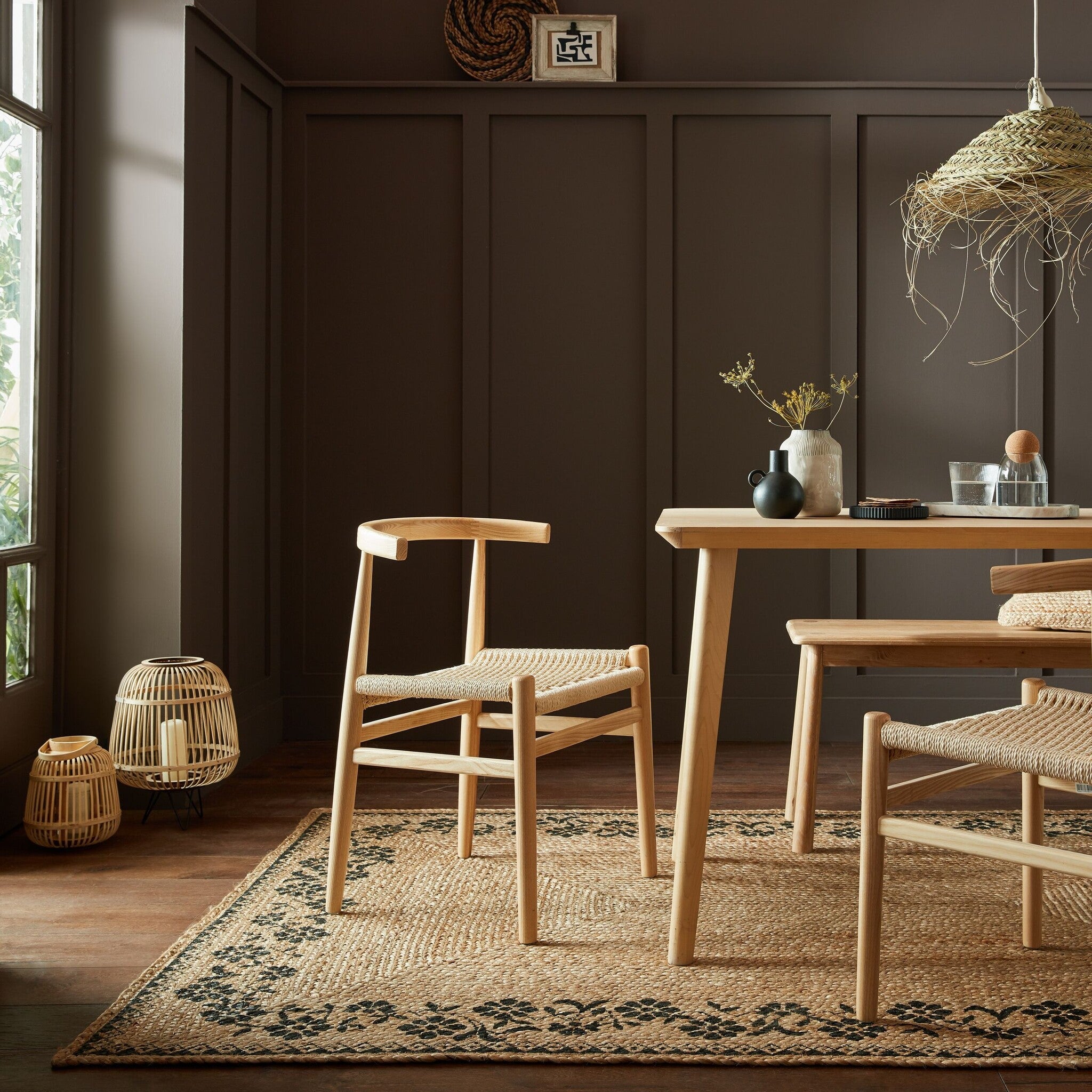 Jute floor rug - Marino Floral Natural