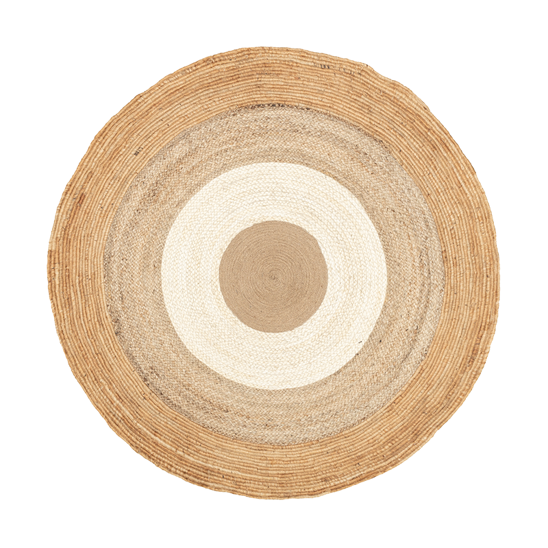 Round Jute Rug - Mirai Border White/Natural