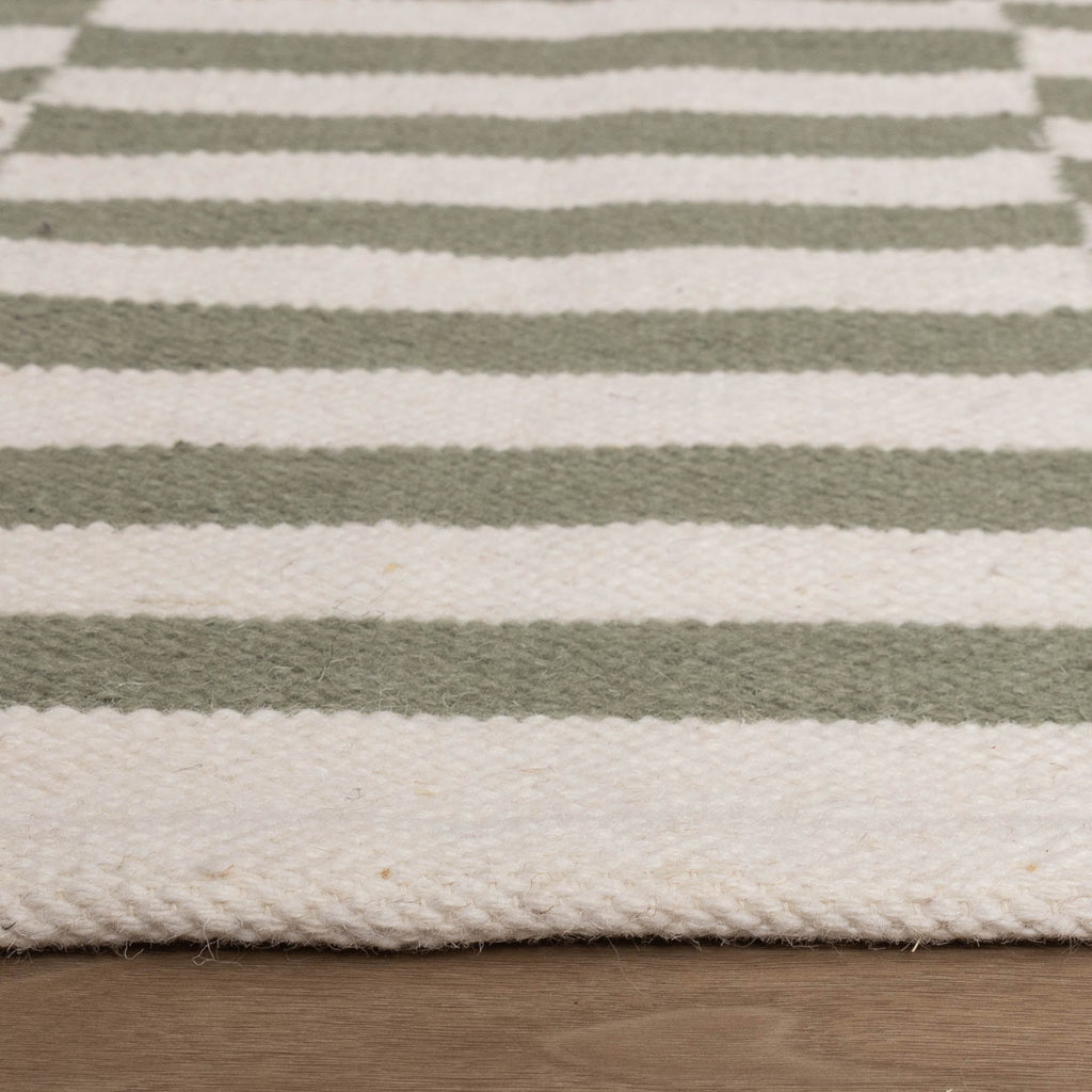 Striped Modern Rug - Dazzle Blocks Green/White