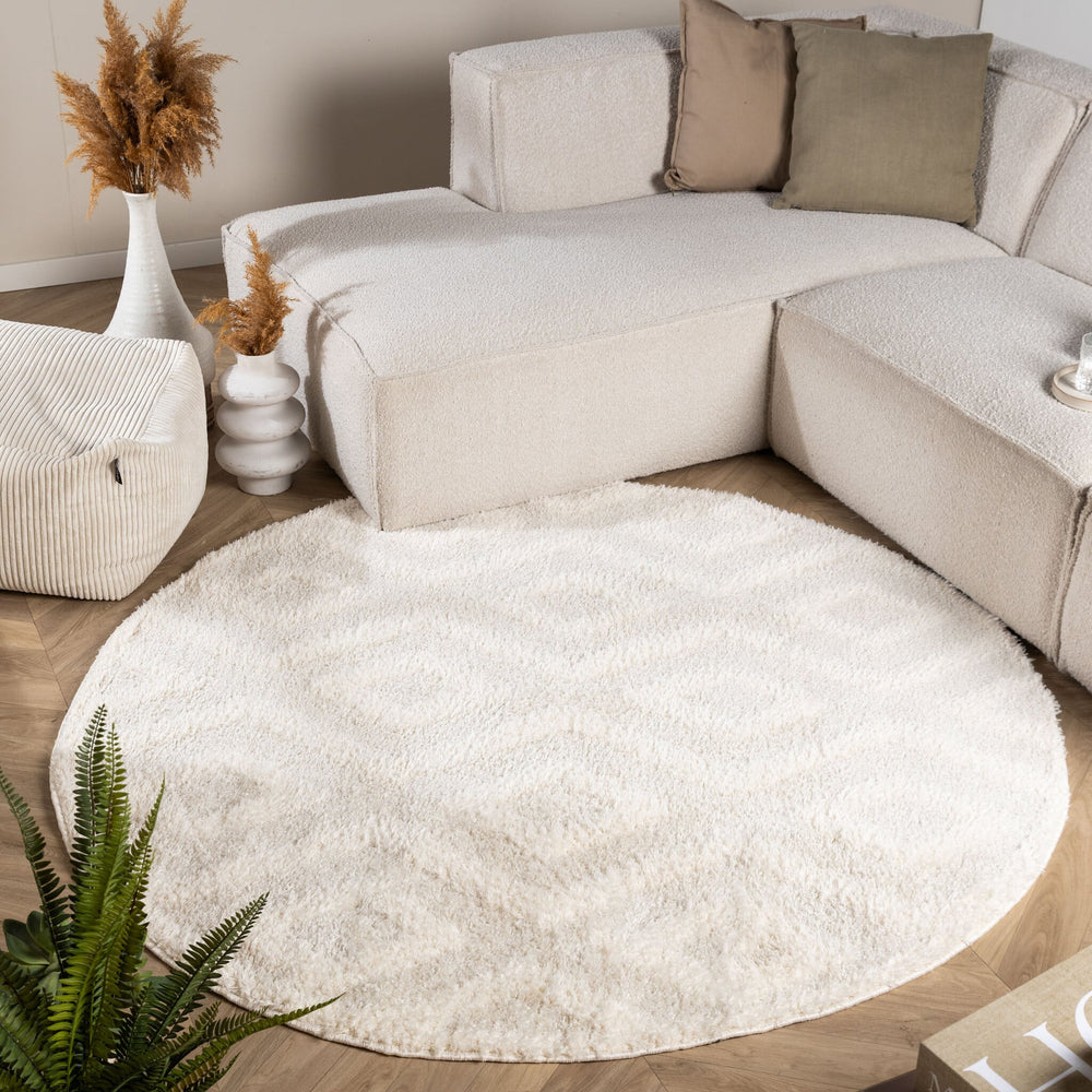 Round Scandinavian Rug - Lova Diamond Cream