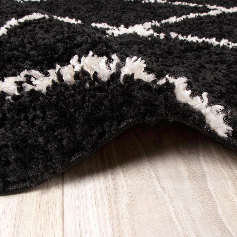 High Pile Rug - Grand Lines Black/Cream