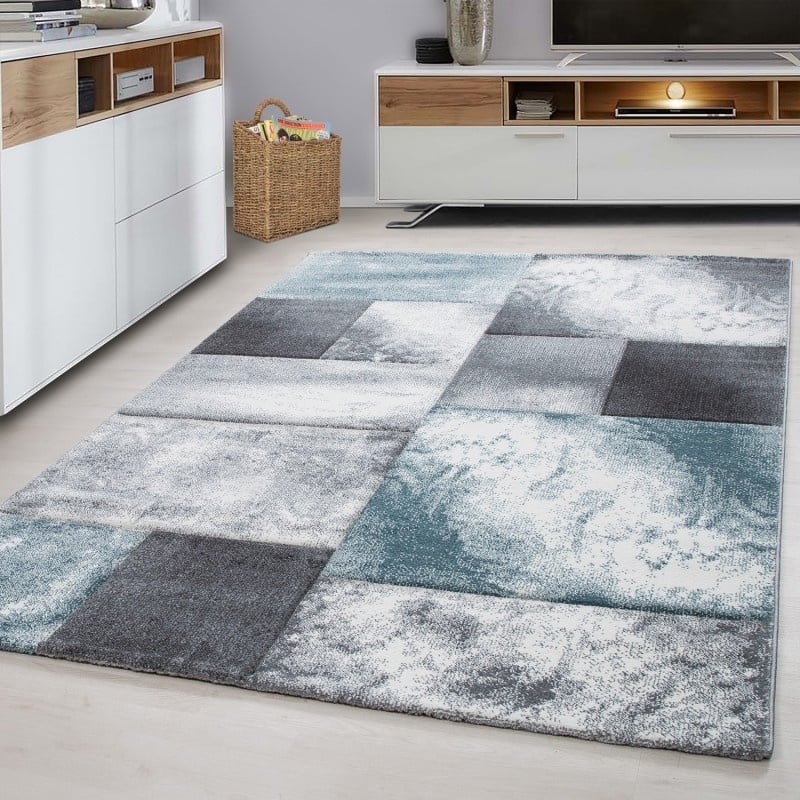 Modern floor rug - Tetris Blue 1710