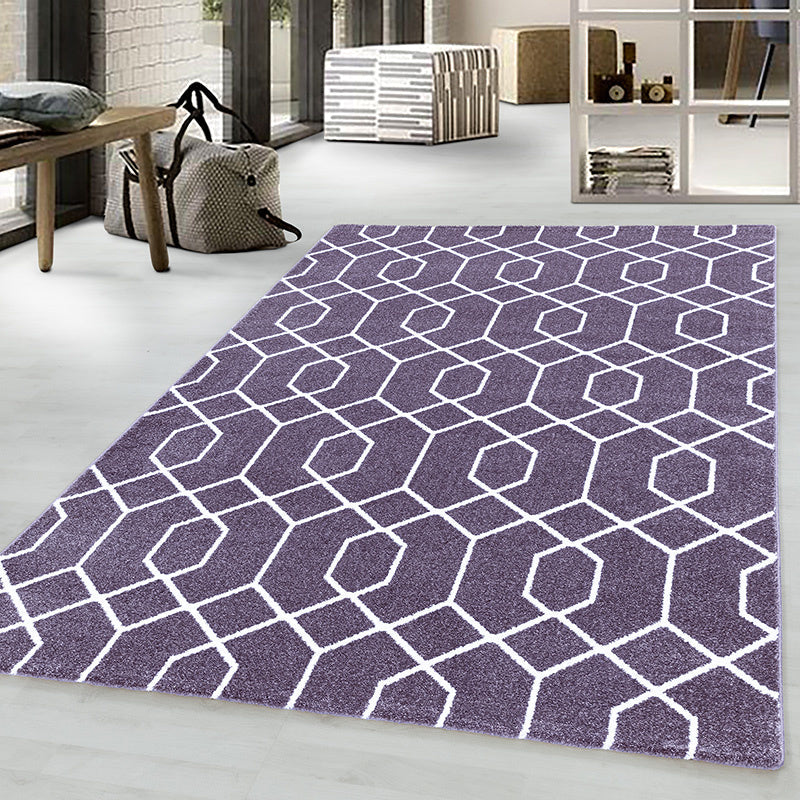 Retro floor rug - Stencil Purple/White