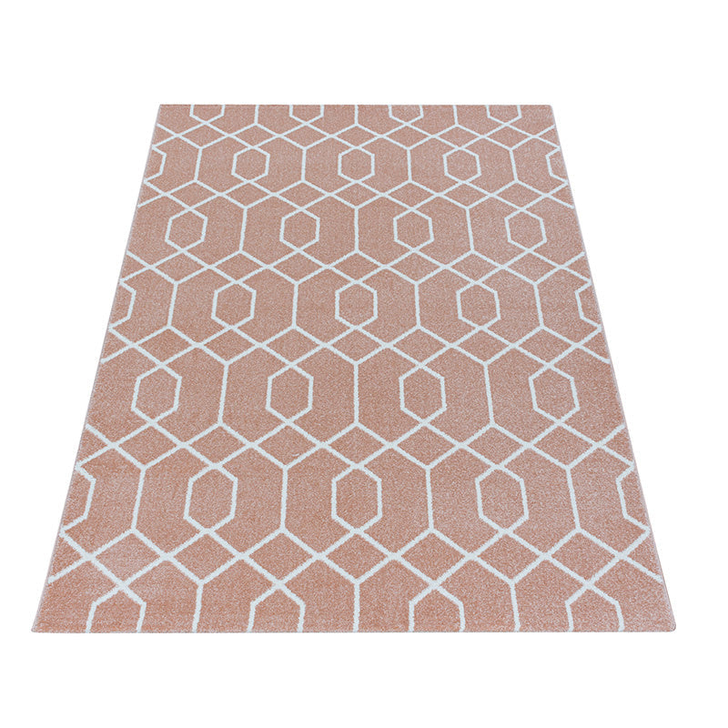Retro floor rug - Stencil Pattern Pink/White
