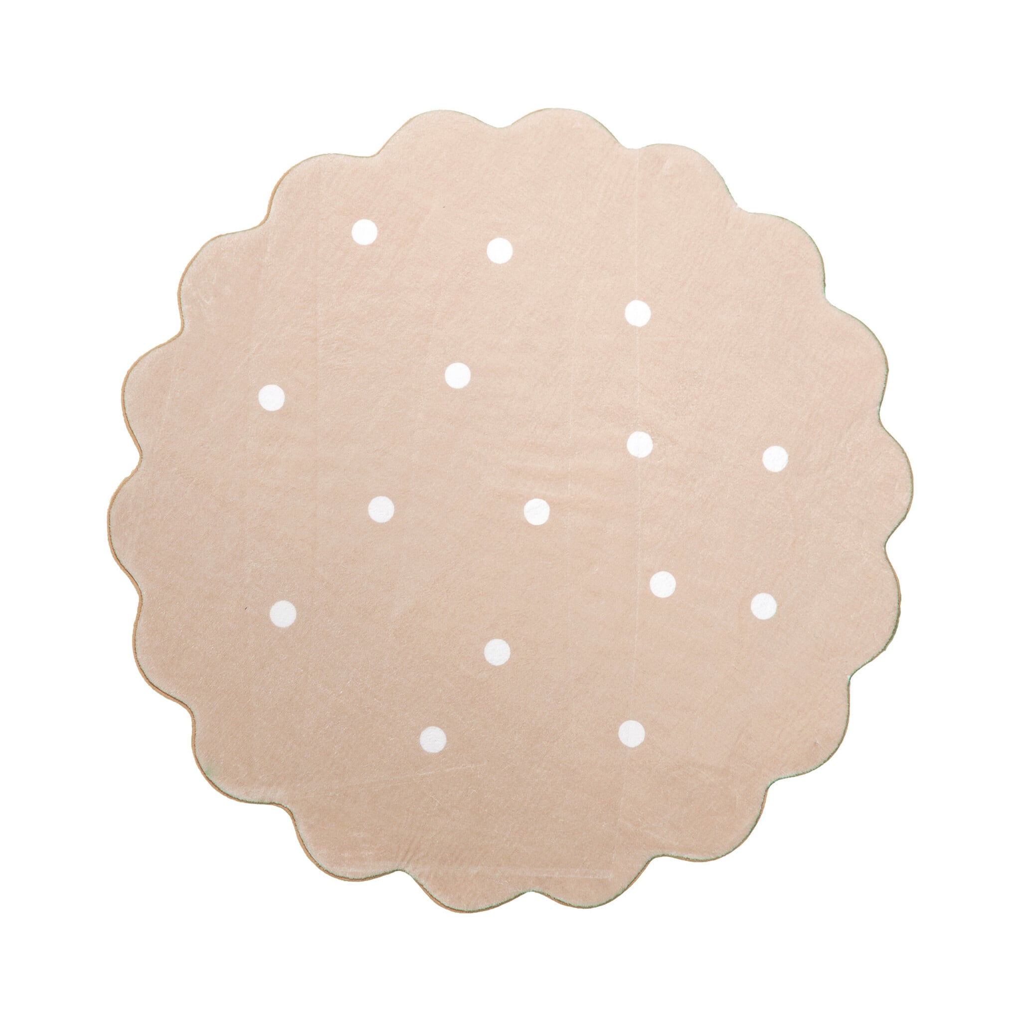 Round Kids Room Rug - Cloudy Dots Beige
