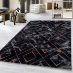 Modern floor rug - Marble Square Anthracite/Brown