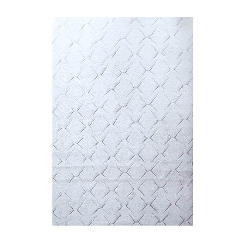 Soft geometric floor rug - Vellion Square White/Silver