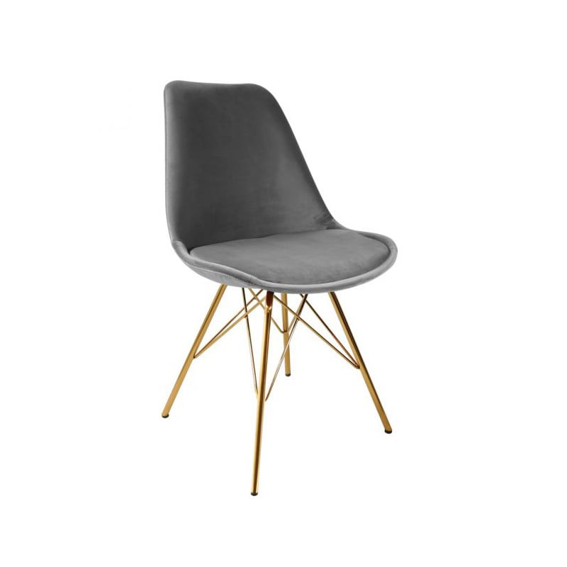 Chair Velvet Grey - Gold Frame