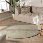 Round Wool Rug - Feline Olive Green/Blended