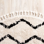 Round High-Pile Rug - Grand Wire Weave Cream/Black