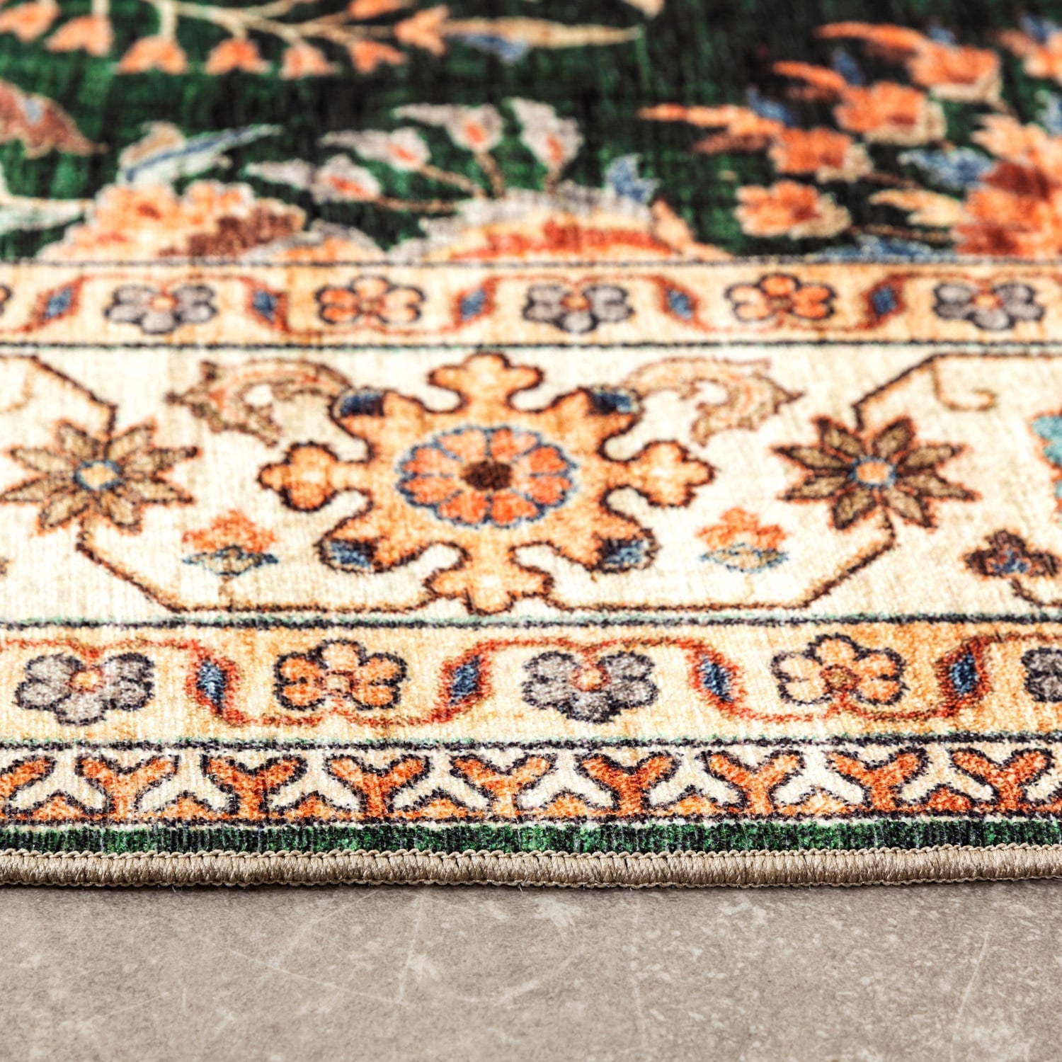 Vintage Outdoor Rug - Santo Flora Dark Green