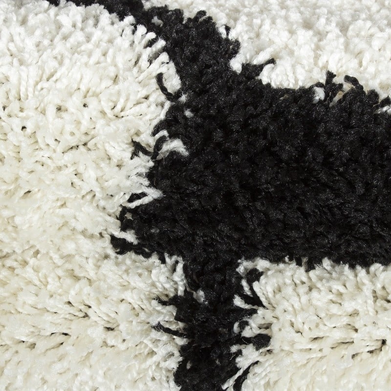 Round High-Pile Floor Rug - Fun Black
