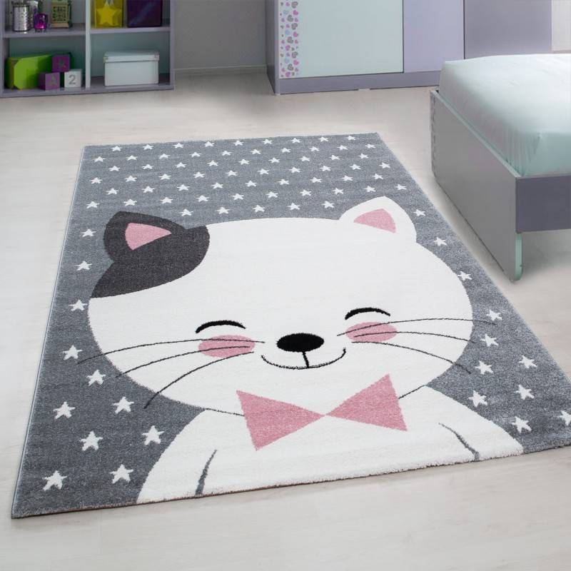 Children's Floor Rug - Anna Cat Pink