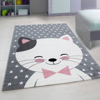 Children's Floor Rug - Anna Cat Pink