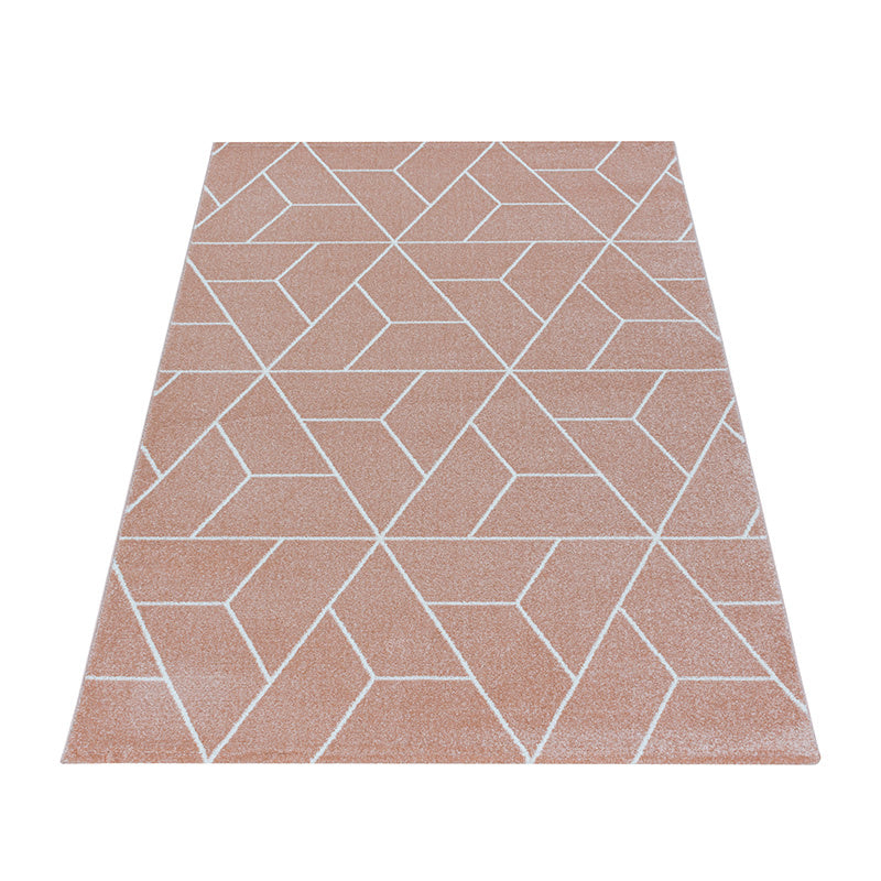 Retro floor rug - Stencil Triangle Pink/White
