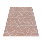 Retro floor rug - Stencil Triangle Pink/White