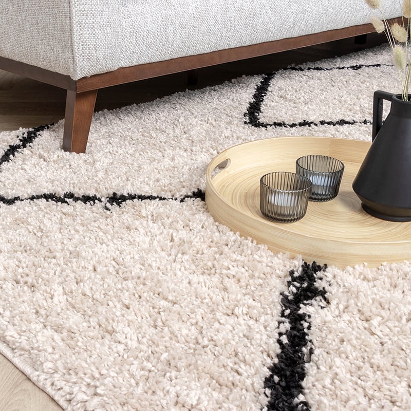 High-Pile Rug - Sensa Square Cream/Black