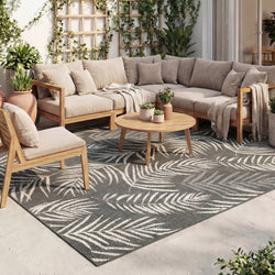 Outdoor Rug - Malta Leaves Black