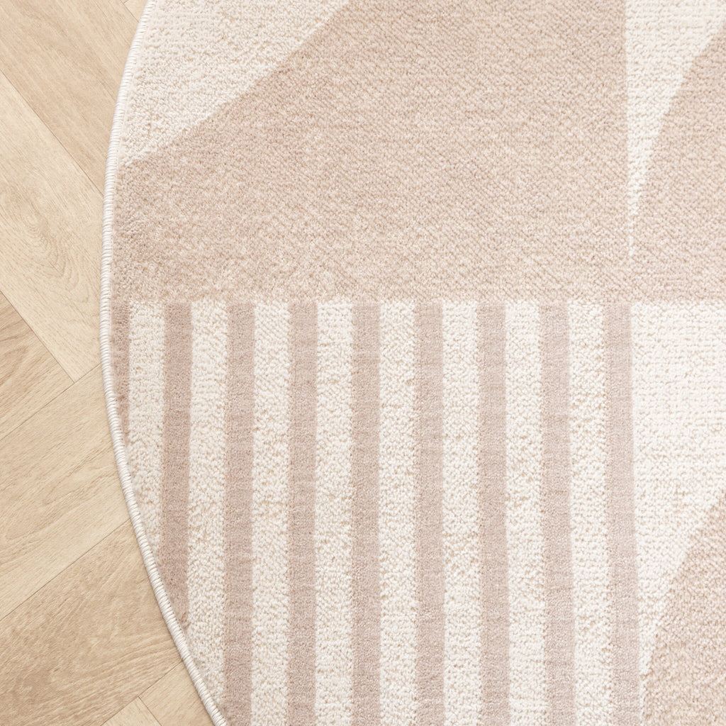 Round Japandi Rug - Aurora Circles Beige