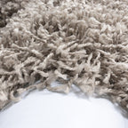 Round High Pile Floor Rug - Life Beige