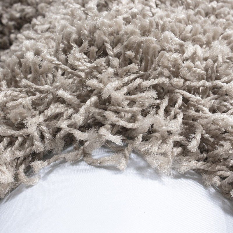 Round High Pile Floor Rug - Life Beige