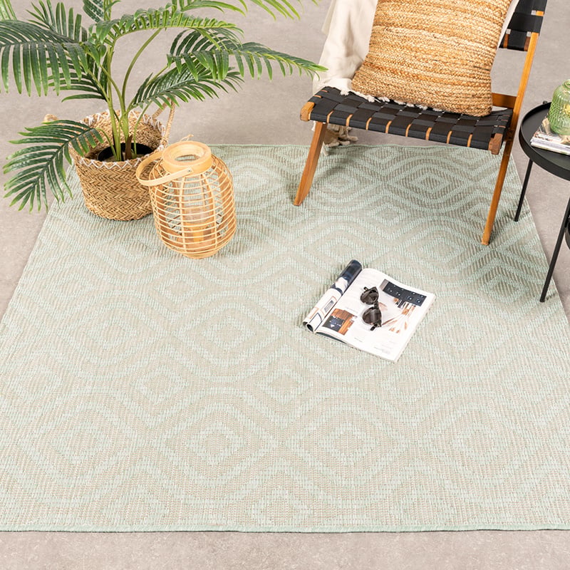 Square Outdoor Rug - Summer Retro Mint