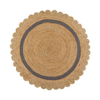 Round jute floor rug - Grazo Natural/Grey