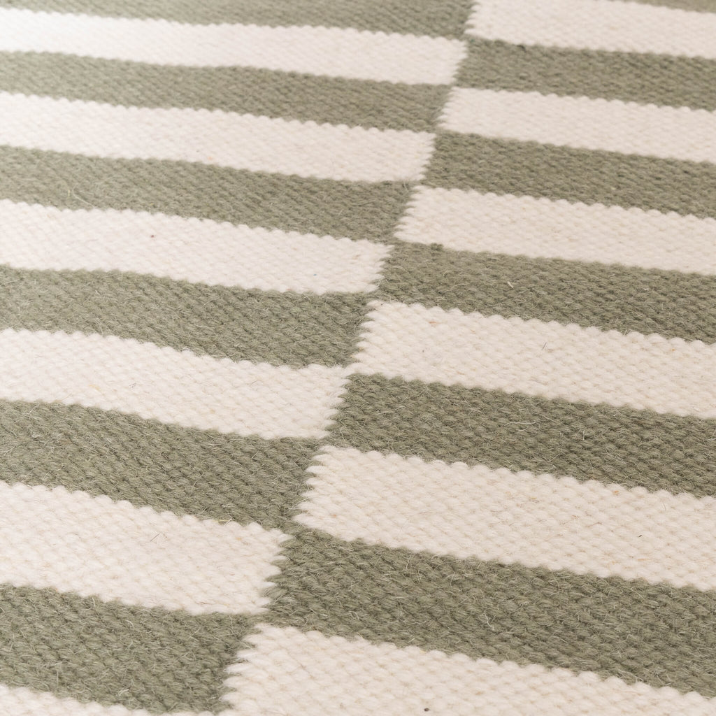 Striped Modern Rug - Dazzle Blocks Green/White