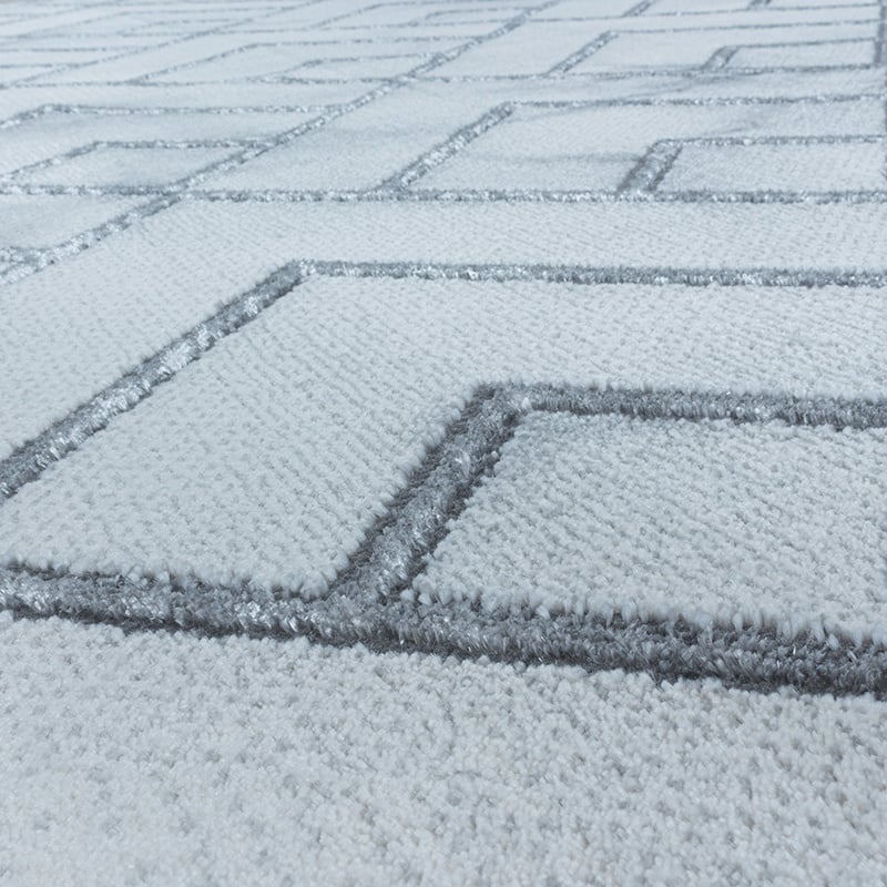 Modern Floor Rug - Marble Pattern Grey/Silver