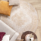 Round Vintage Rug - Admire Beige