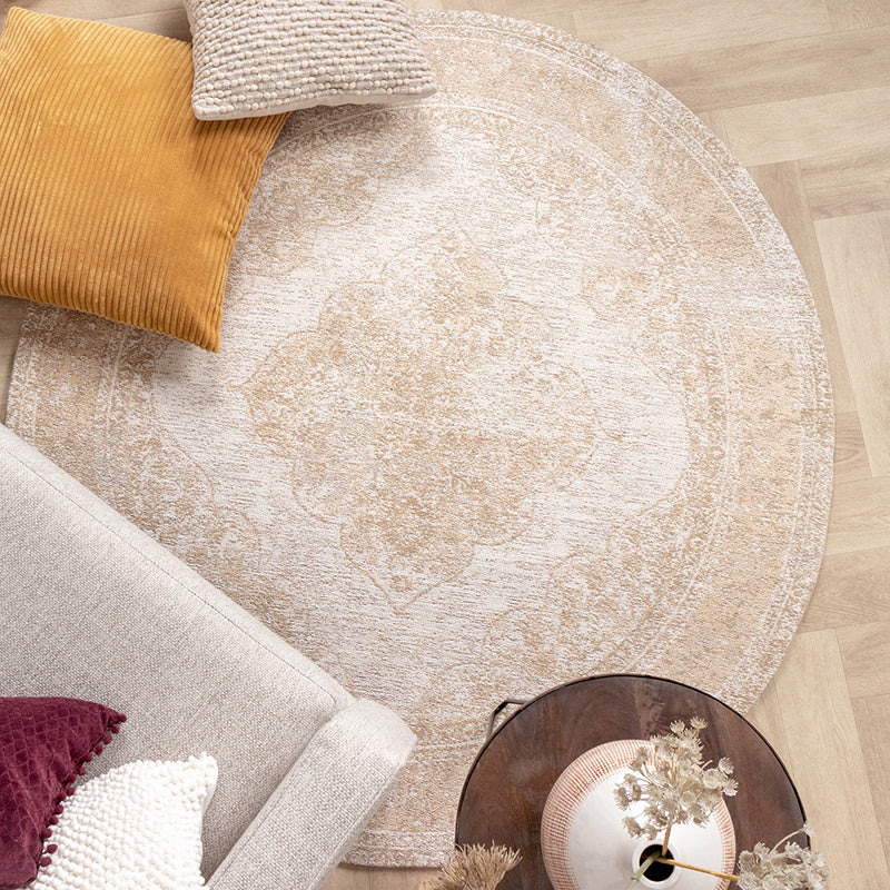 Round Vintage Rug - Admire Beige