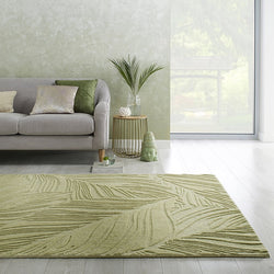 Modern Area Rug - Solacio Leaves Olive Green