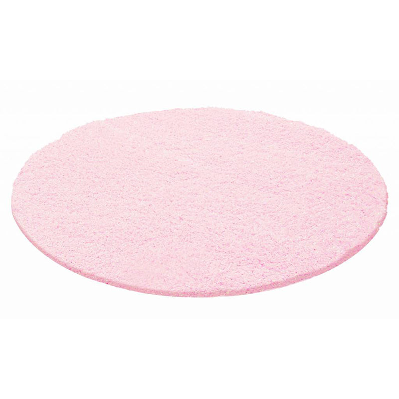 Round High-Pile Floor Rug - Life Pink