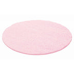 Round High-Pile Floor Rug - Life Pink