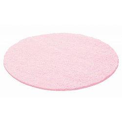 Round High-Pile Floor Rug - Life Pink
