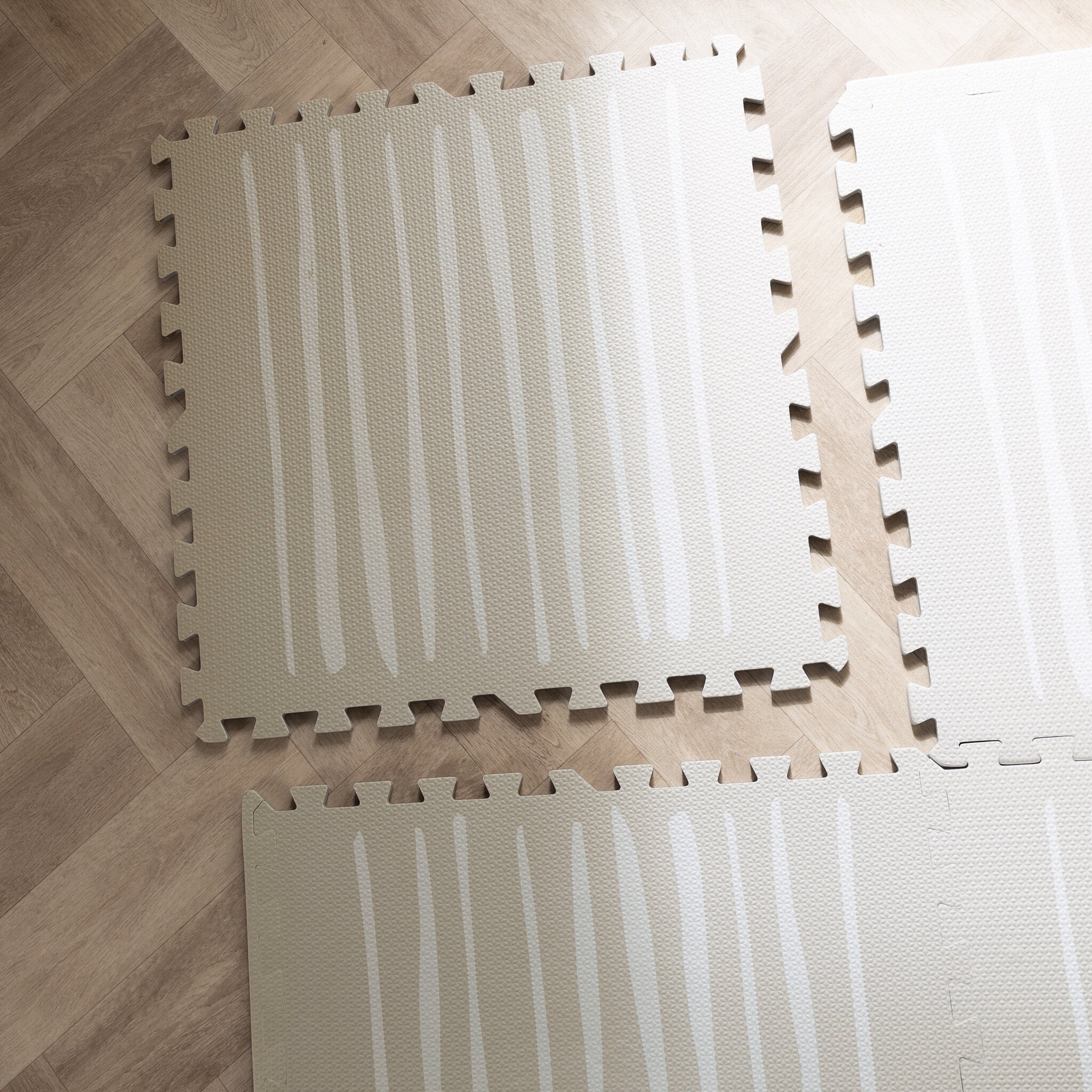 Foam Puzzle Mat – Alfie Stripes Grey/Beige