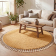 Round High Pile Rug - Lofty Fringe Yellow
