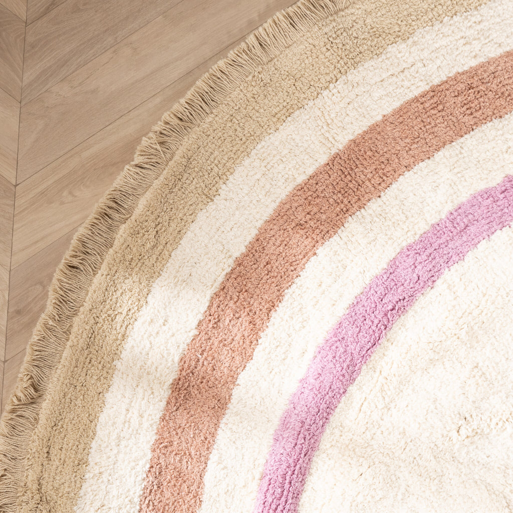 Round washable kids rug - Milo Pink