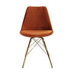 Velvet Chair Orange - Gold Frame